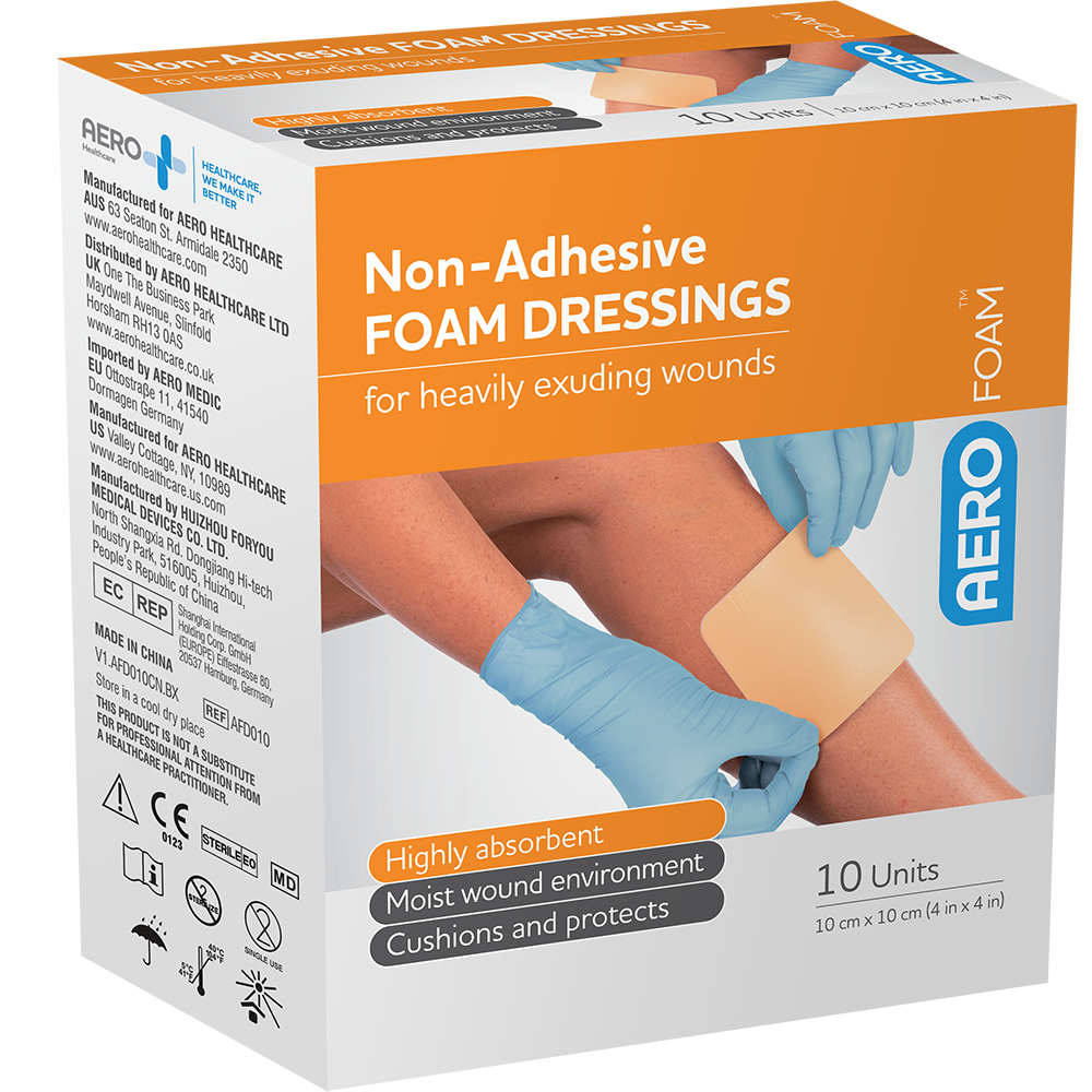 AEROFOAM Non-Adhesive Foam Dressing 10 x 10cm Box of 10