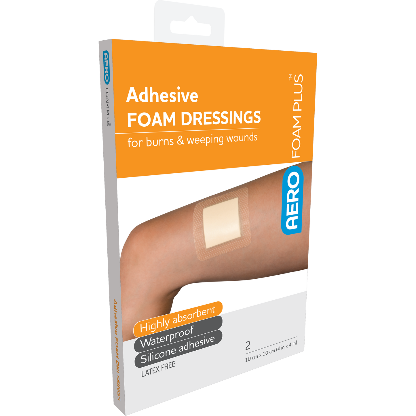 AEROFOAM PLUS Adhesive Foam Dressings 10 x 10cm Box of 2