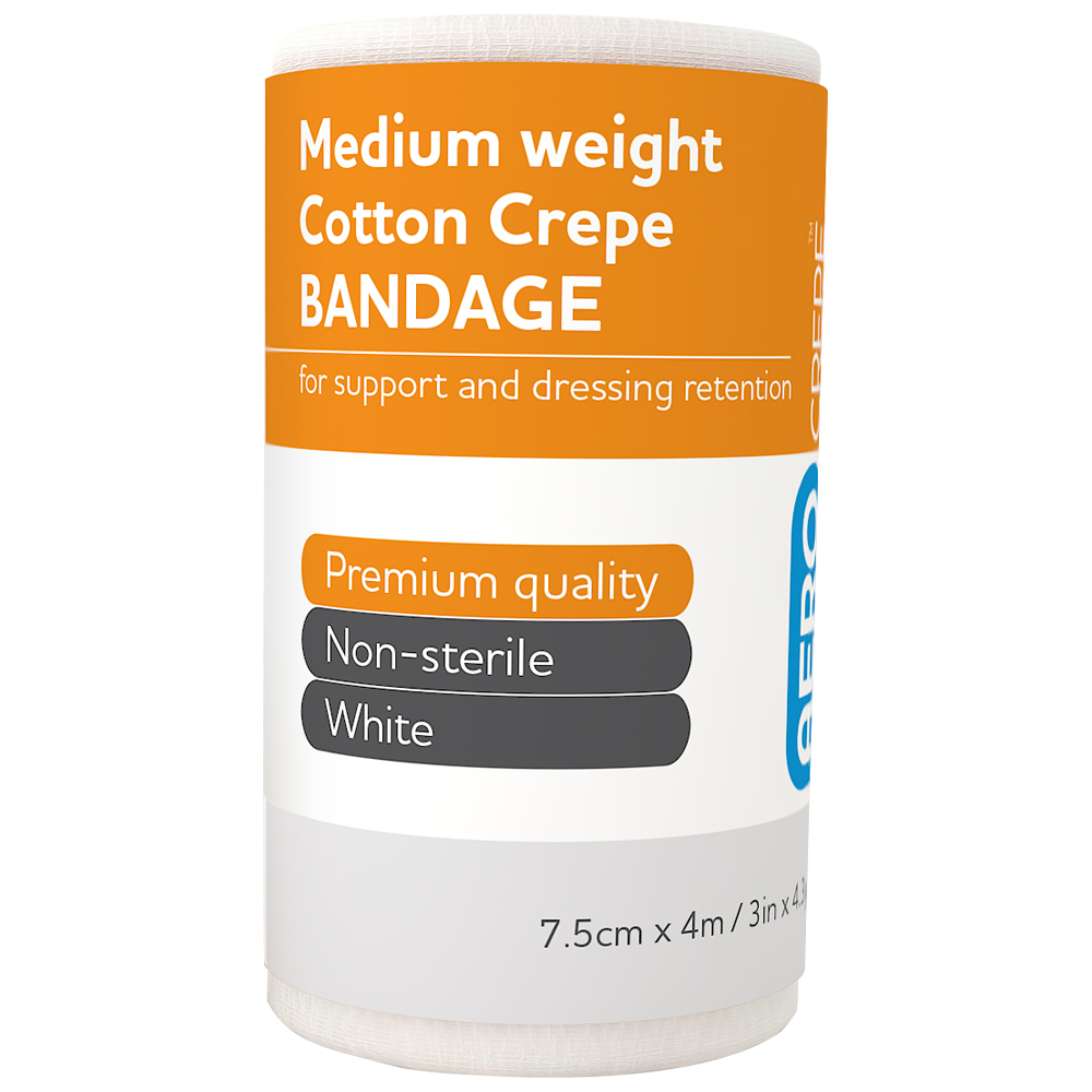 AEROCREPE Medium Cotton Crepe Bandage 7.5cm x 4M 12 Pack