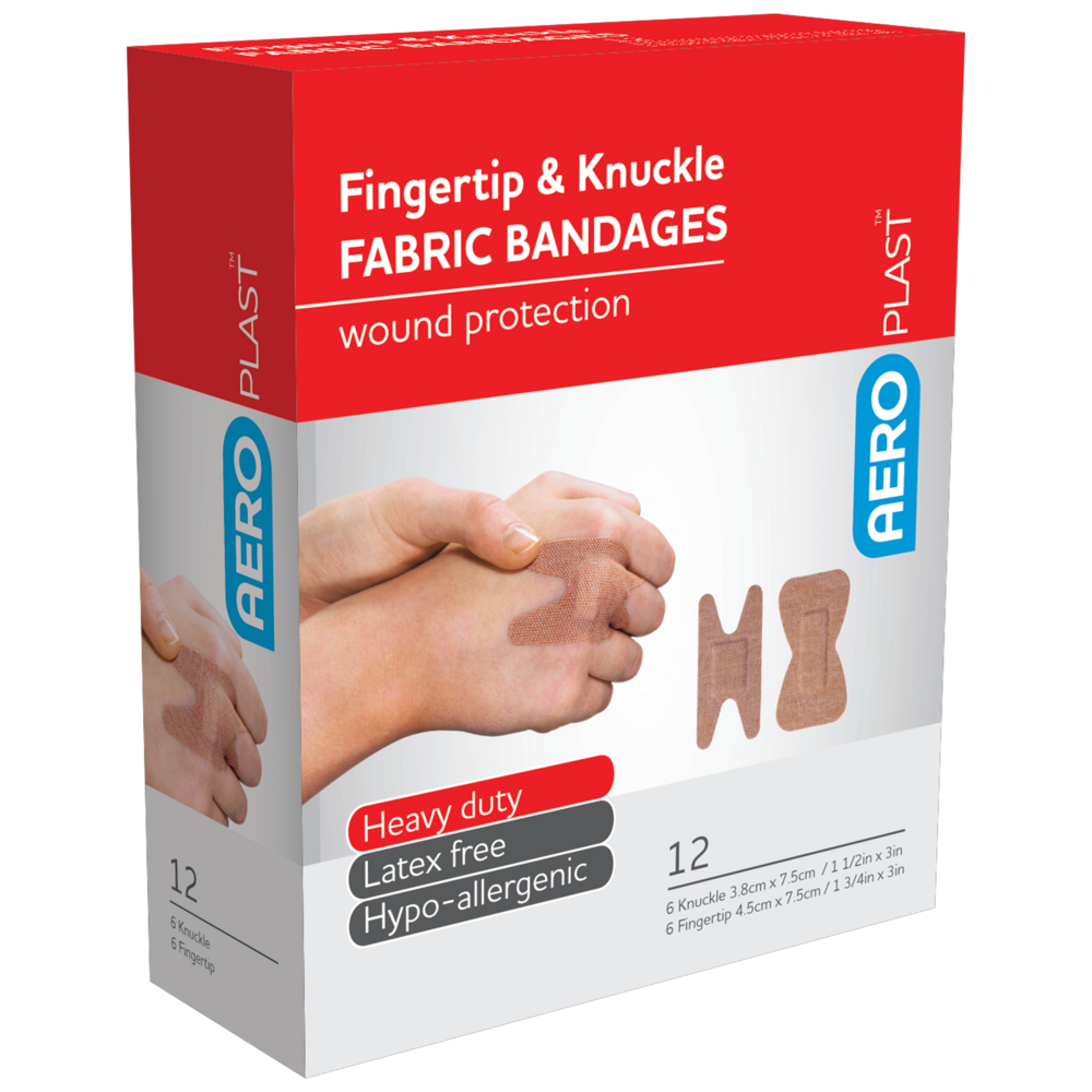 AEROPLAST Premium Fabric Fingertip & Knuckle Dressings - 6 x Boxes of 12