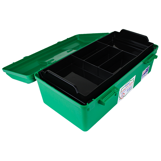 AEROCASE Green Plastic Tacklebox with 1 Liftout Tray 23 x 40 x 14.5cm
