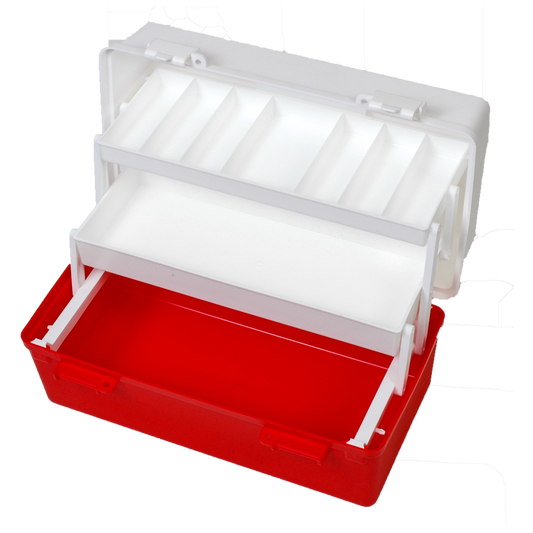 AEROCASE Red and White Plastic Tacklebox with 2 Trays 20 x 40 x 23cm