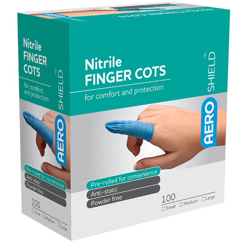 AEROSHIELD X-Large Nitrile Finger Cots Box of 100