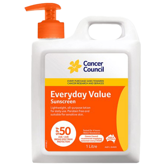 CANCER COUNCIL SPF50 Everyday Value Sunscreen Pump 1L 6 Pack