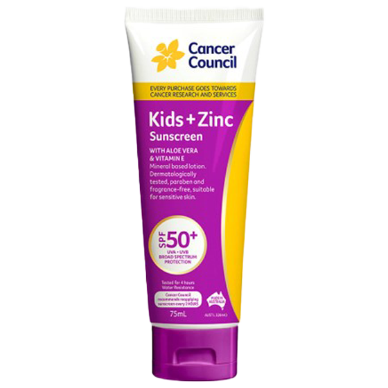 CANCER COUNCIL SPF50+ Kids+Zinc Sunscreen Tube 75mL 36 Pack