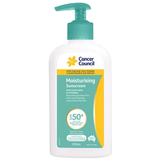 CANCER COUNCIL SPF50+ Moisturising Sunscreen Pump 200mL 24 Pack
