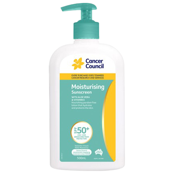 CANCER COUNCIL SPF50+ Moisturising Sunscreen Pump 500mL 12 Pack