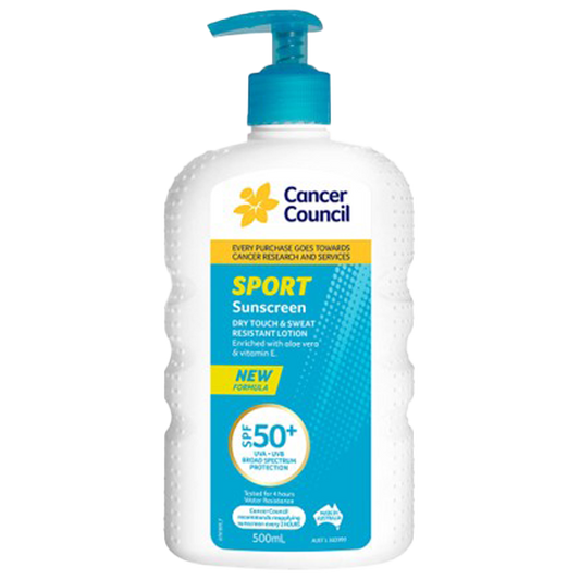 CANCER COUNCIL SPF50+ Sport Sunscreen Pump 500mL 12 Pack