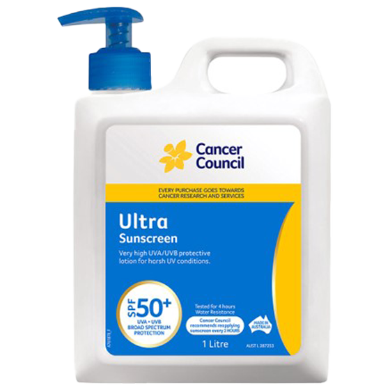 CANCER COUNCIL SPF50+ Sunscreen Ultra Pump 1L 6 Pack
