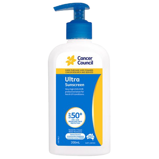 CANCER COUNCIL SPF50+ Ultra Sunscreen Pump 200mL 24 Pack