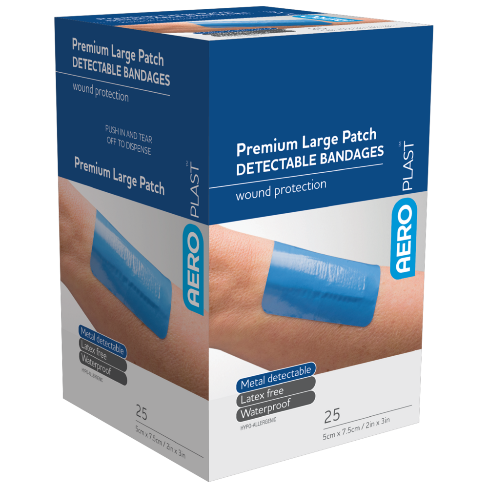 AEROPLAST Premium Detectable Large Patch 7.5 x 5cm - 12 x Boxes of 25