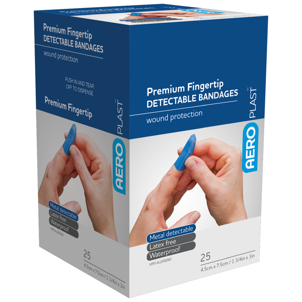 AEROPLAST Premium Detectable Fingertip Dressing 7.5 x 4.5cm - 6 x Boxes of 25