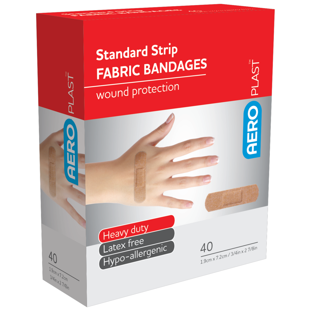 AEROPLAST Premium Fabric Standard Strip 7.2 x 1.9cm - 6 x Boxes of 40