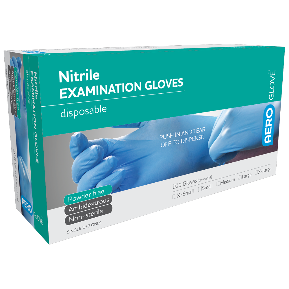 AEROGLOVE Nitrile Powder-Free Disposable Gloves Box of 100