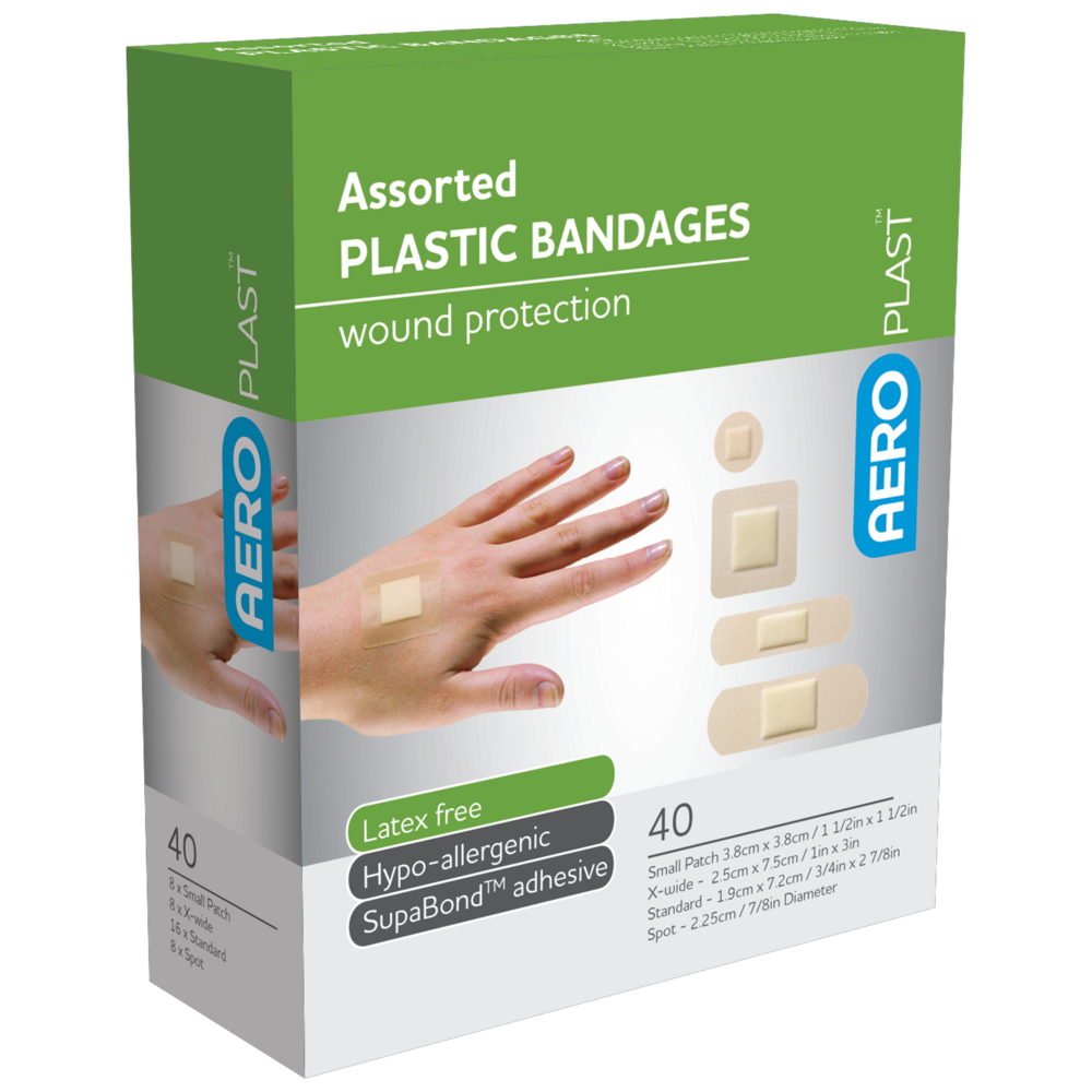 AEROPLAST Plastic Assorted Dressings - 6 x Boxes of 40