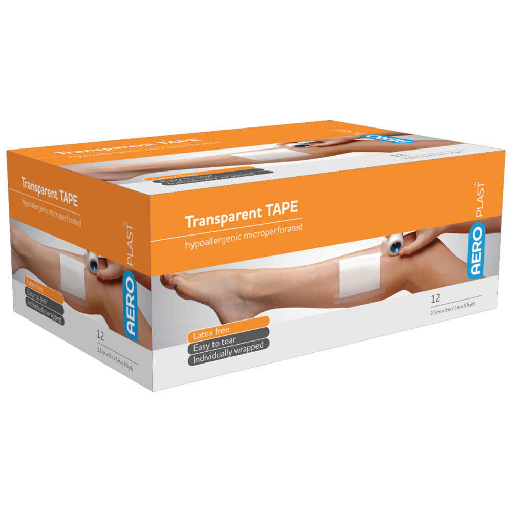 AEROTAPE Transparent Plastic Tape 2.5cm x 5M Box of 12