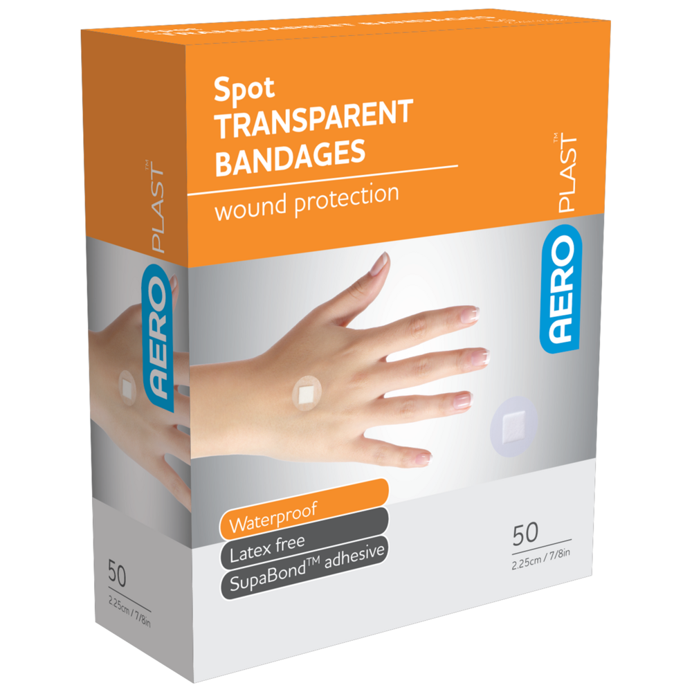 AEROPLAST Transparent Spot Dressings 2.25 x 2.25cm - 6 x Box of 50