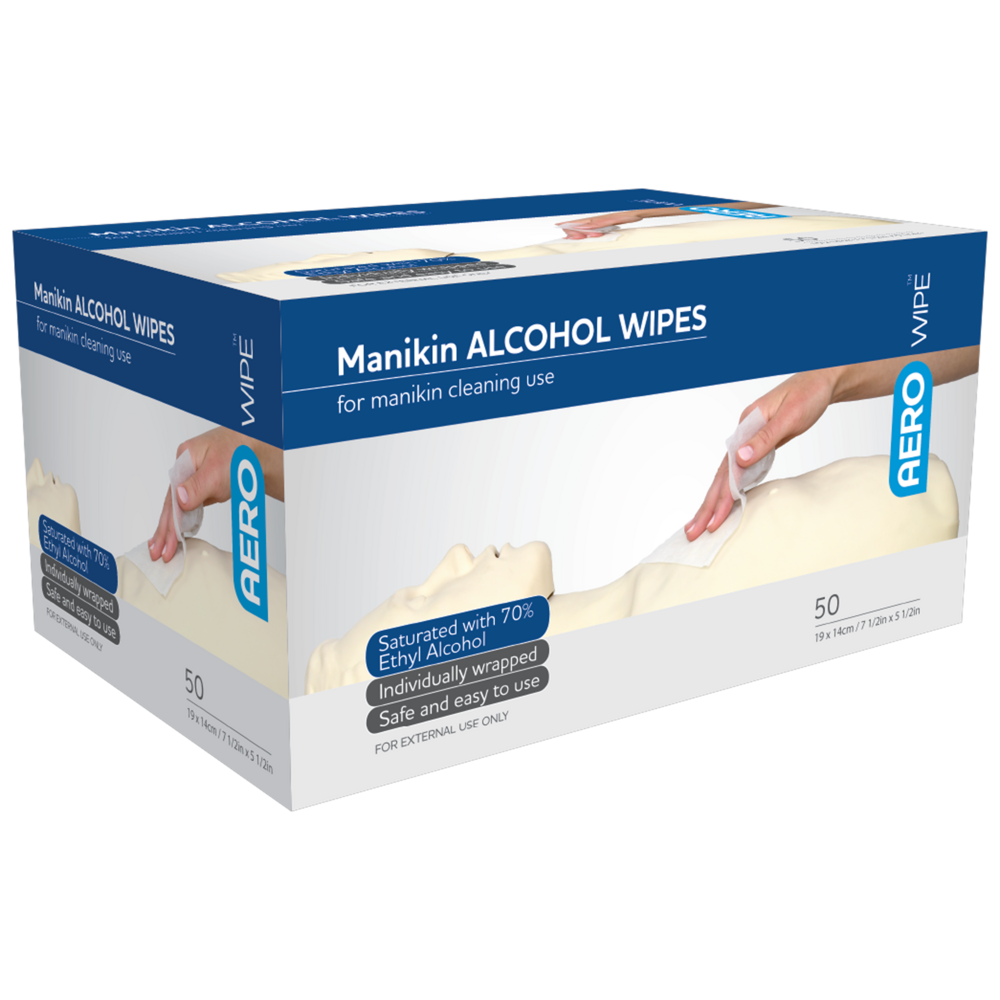 AEROWIPE 70% Ethyl Alcohol Manikin Swab 19 x 14cm Box of 50