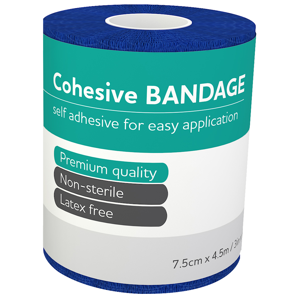 AEROBAN Cohesive Bandage 7.5cm x 4.5M Wrap of 12
