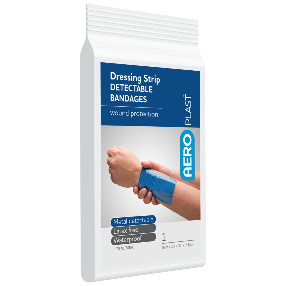 AEROPLAST Premium Detectable Dressing Strip 8cm x 1M 12 Pack