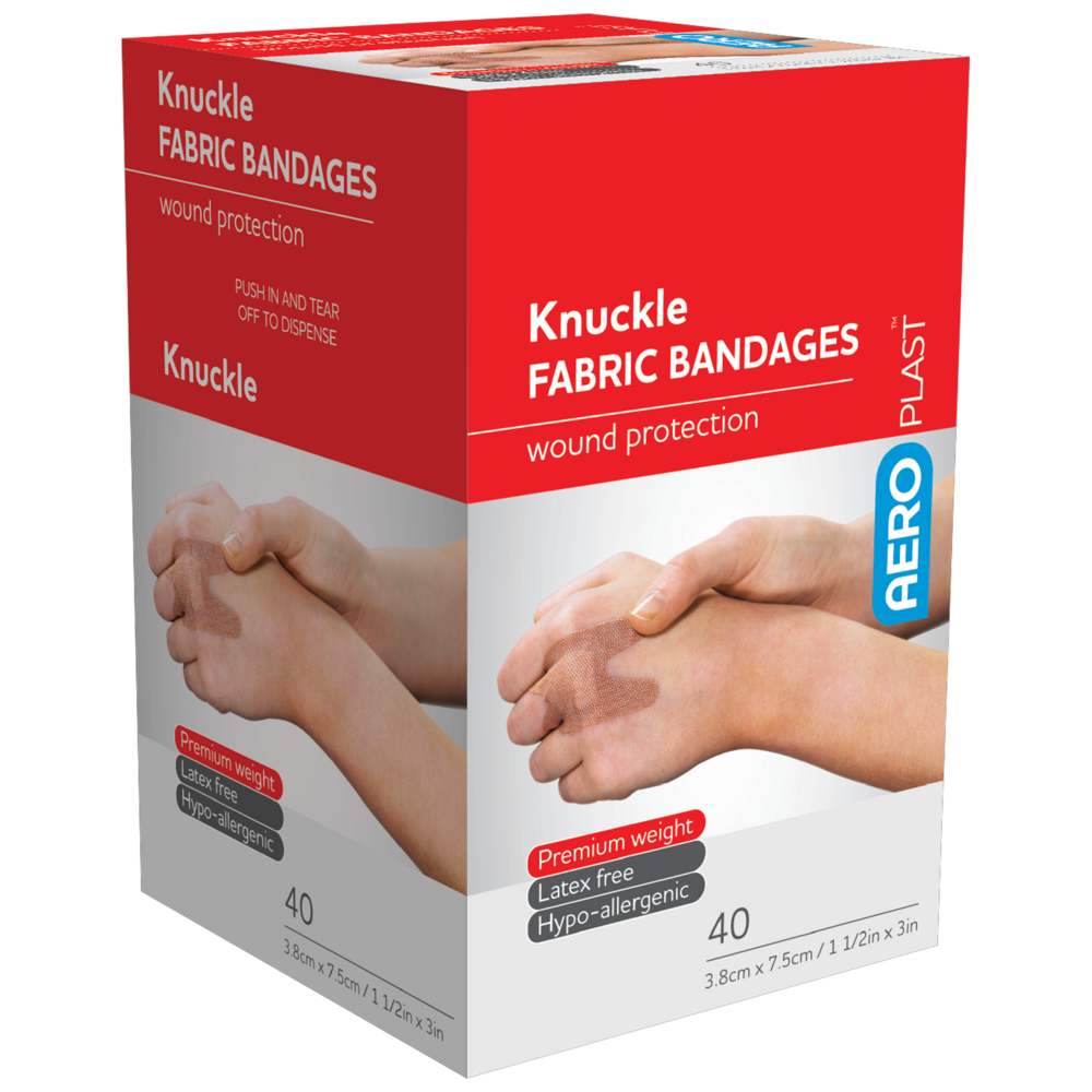 AEROPLAST Premium Fabric Knuckle Dressings 7.5 x 3.8cm - 12 x Boxes of 40