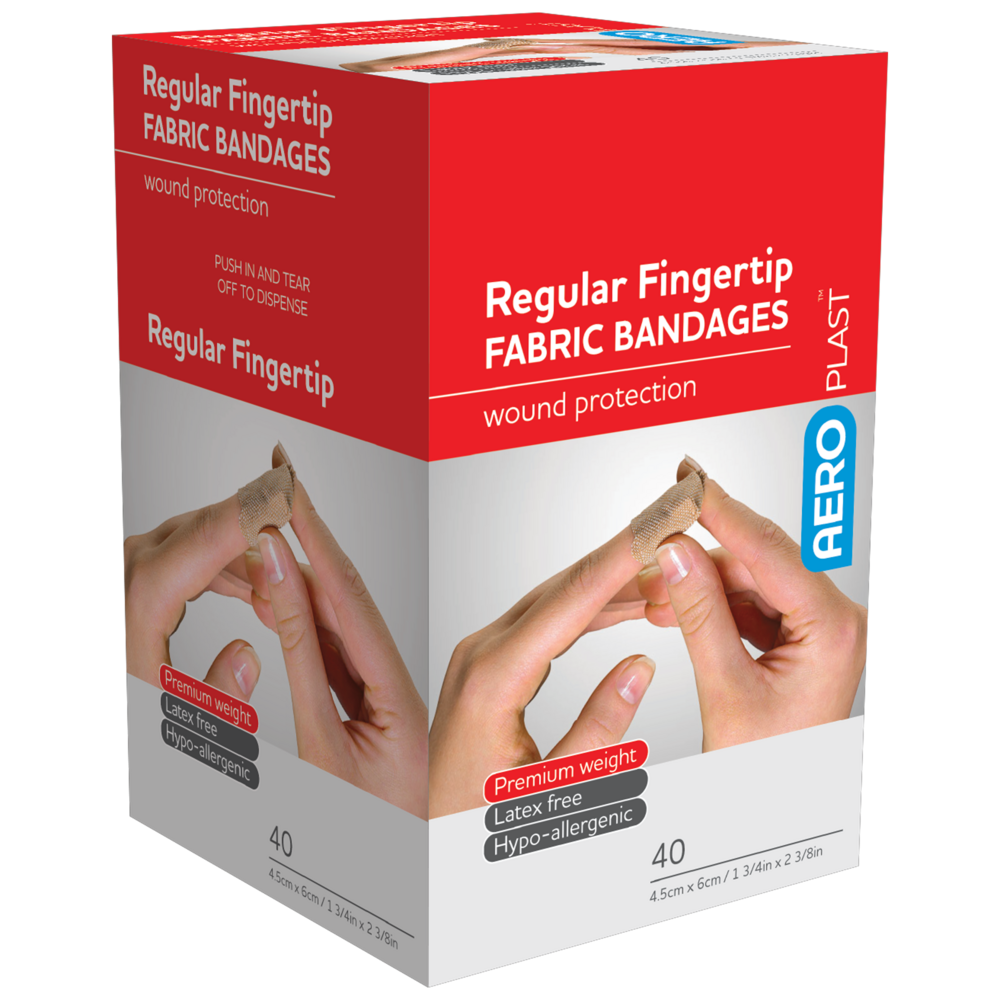 AEROPLAST Premium Fabric Regular Fingertip Dressings 6 x 4.5cm - 12 x Boxes of 40