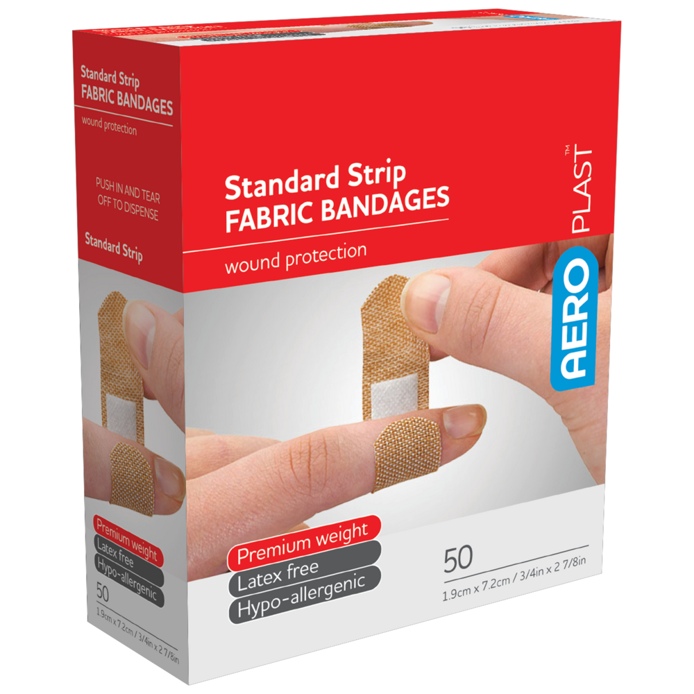 AEROPLAST Premium Fabric Standard Strip 7.2 x 1.9cm - 12 x Boxes of 100