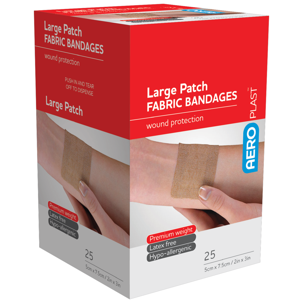 AEROPLAST Premium Fabric Large Patch 7.5 x 5cm - 12 x Boxes of 25