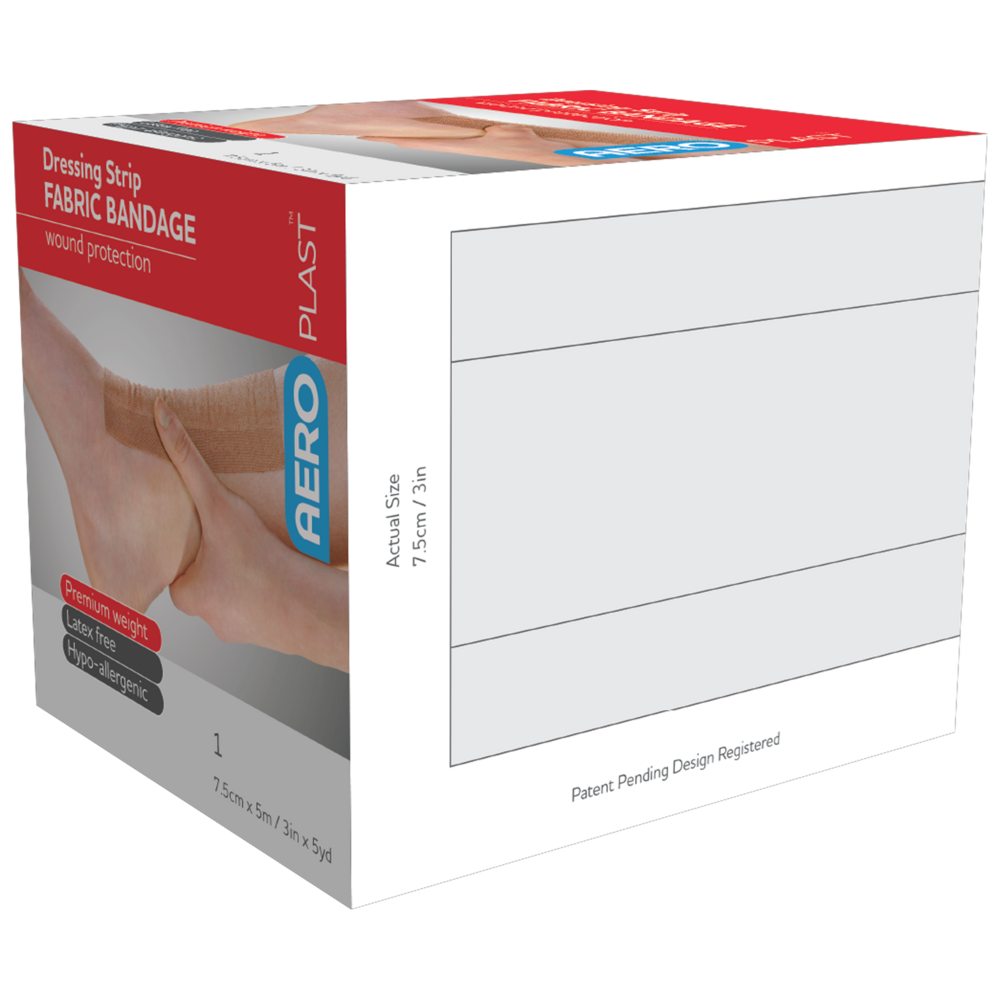 AEROPLAST Premium Fabric Dressing Strip 7.5cm x 5M 4 Pack