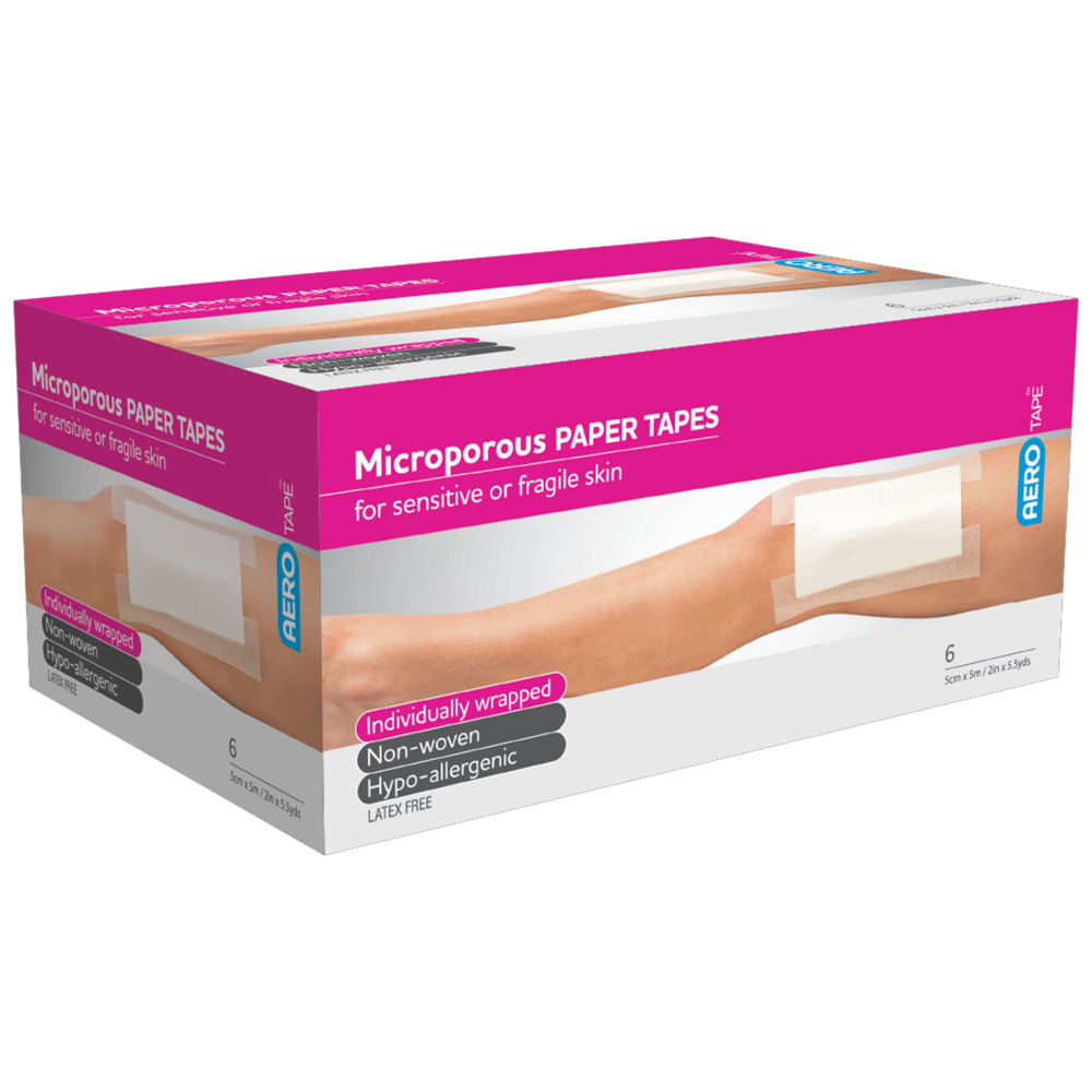 AEROTAPE White Microporous Paper Tape 5cm x 5M Box of 6