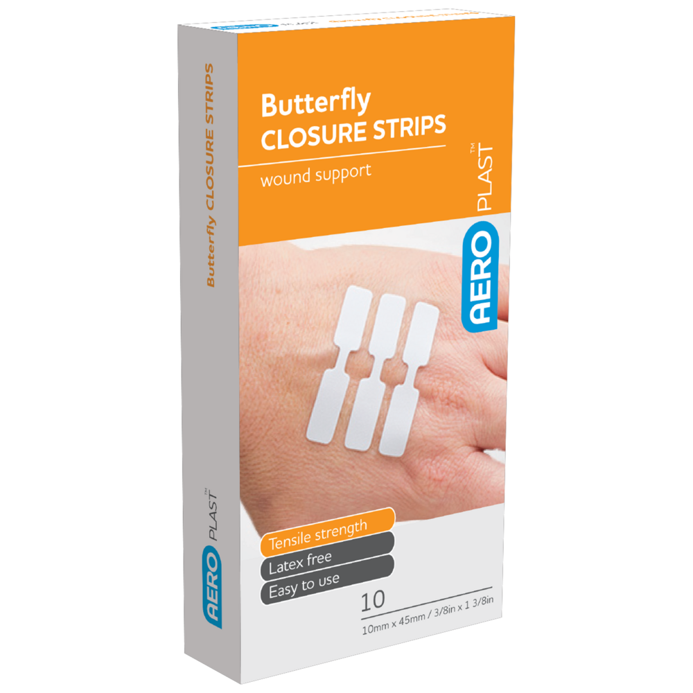 AEROPLAST Butterfly Wound Closures 45 x 10mm - 12 x Boxes of 10