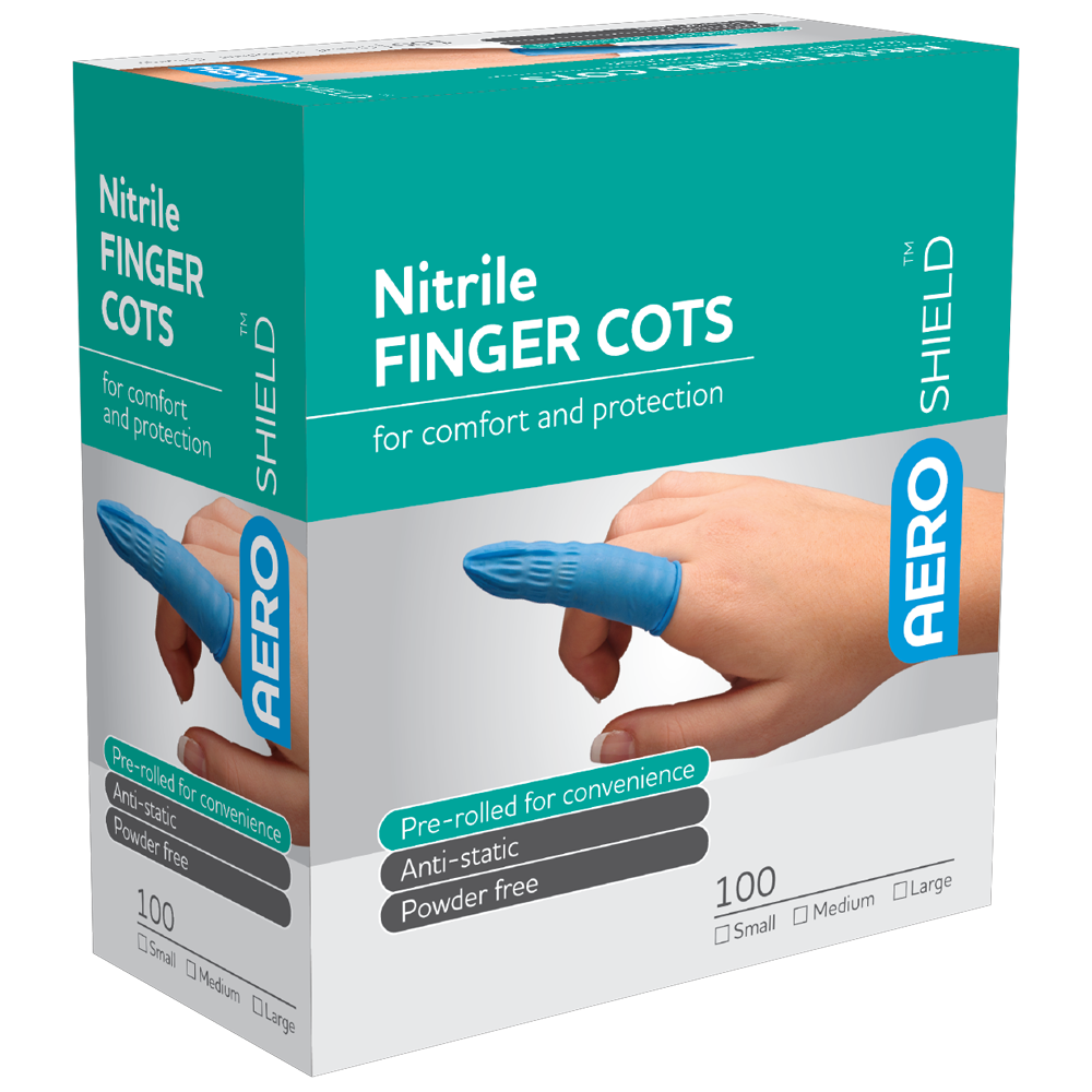 AEROSHIELD Small Nitrile Finger Cots Box of 100
