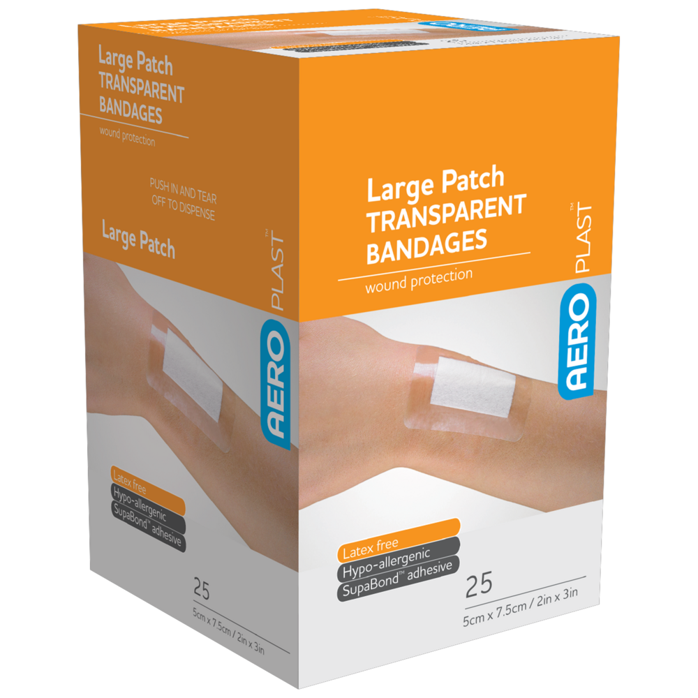 AEROPLAST Transparent Large Patch 7.5 x 5cm - 12 x Box of 25