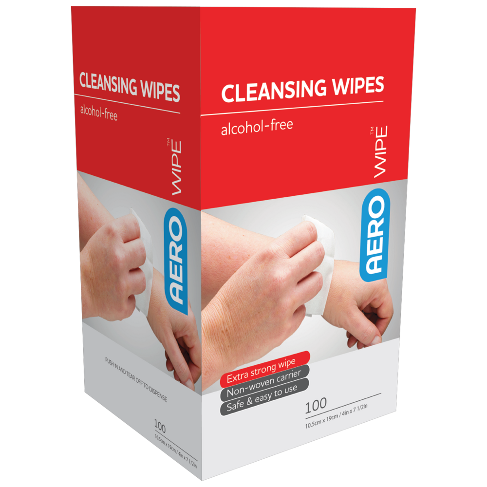 AEROWIPE Alcohol-Free Cleansing Wipes Box of 100