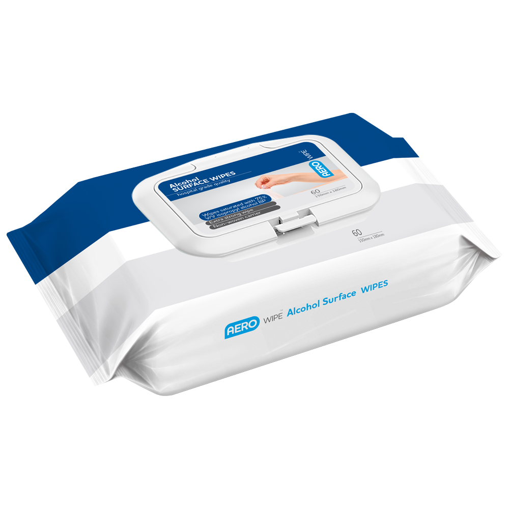 AEROWIPE 75% Isopropyl Alcohol Surface Wipes Pouch of 60