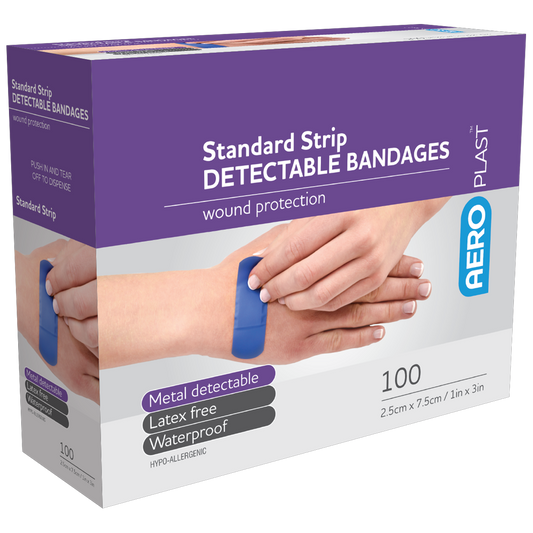 AEROPLAST Standard Detectable Strips 7.5 x 2.5cm - 12 x Boxes of 100
