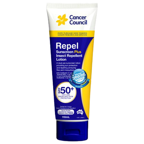 CANCER COUNCIL SPF50+ Repel Sunscreen + Insect Repellent Tube 110mL 24 Pack