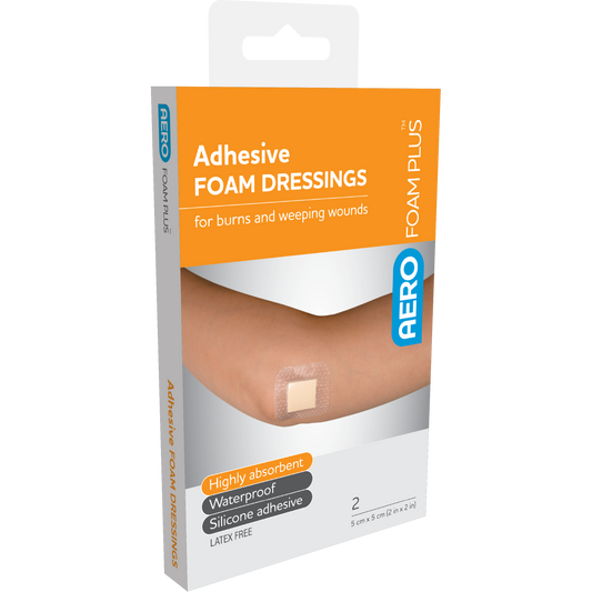 AEROFOAM PLUS Adhesive Foam Dressings 5 x 5cm Box of 2