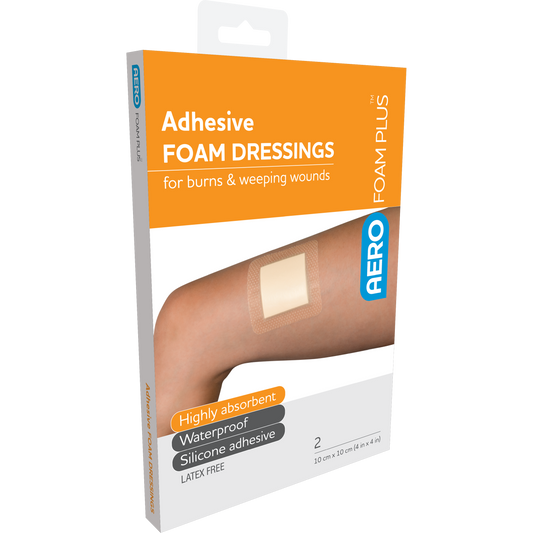 AEROFOAM PLUS Adhesive Foam Dressings 10 x 10cm Box of 2