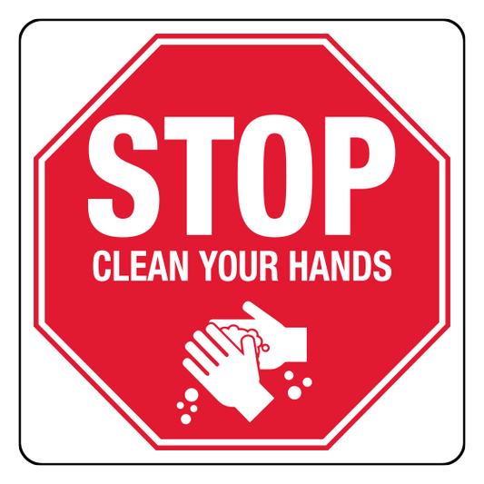 Poly Clean Hands Stop Sign 30 x 30cm