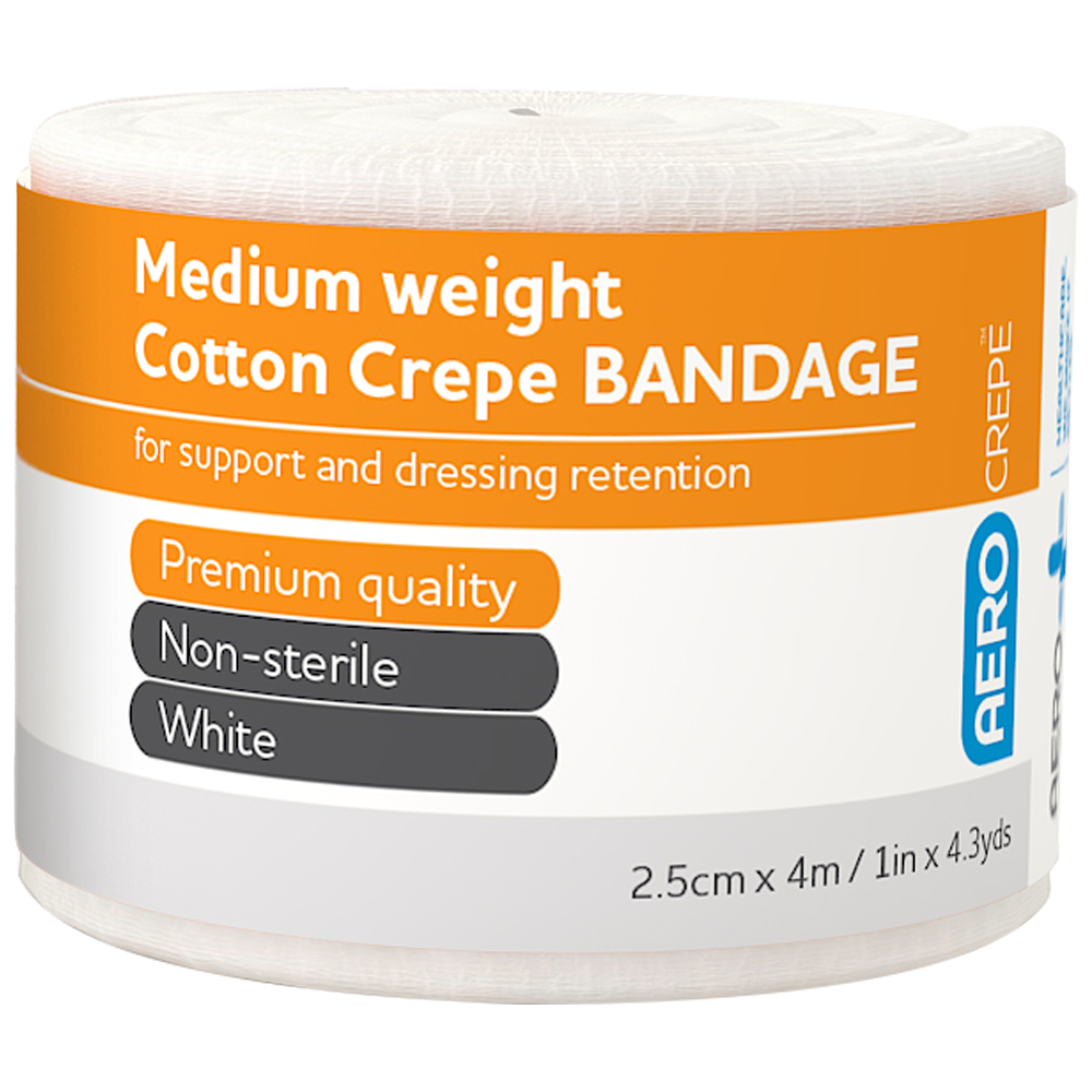 AEROCREPE Medium Cotton Crepe Bandage 2.5cm x 4M 12 Pack