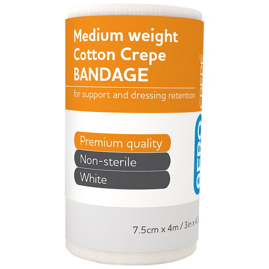 AEROCREPE Medium Cotton Crepe Bandage 7.5cm x 4M 12 Pack