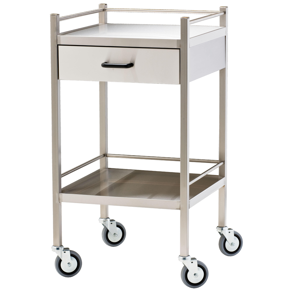 Small Stainless Steel Trolley with Drawer