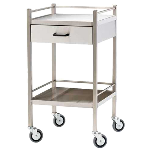Medium Stainless Steel Trolley with Drawer 60 x 50 x 97cm