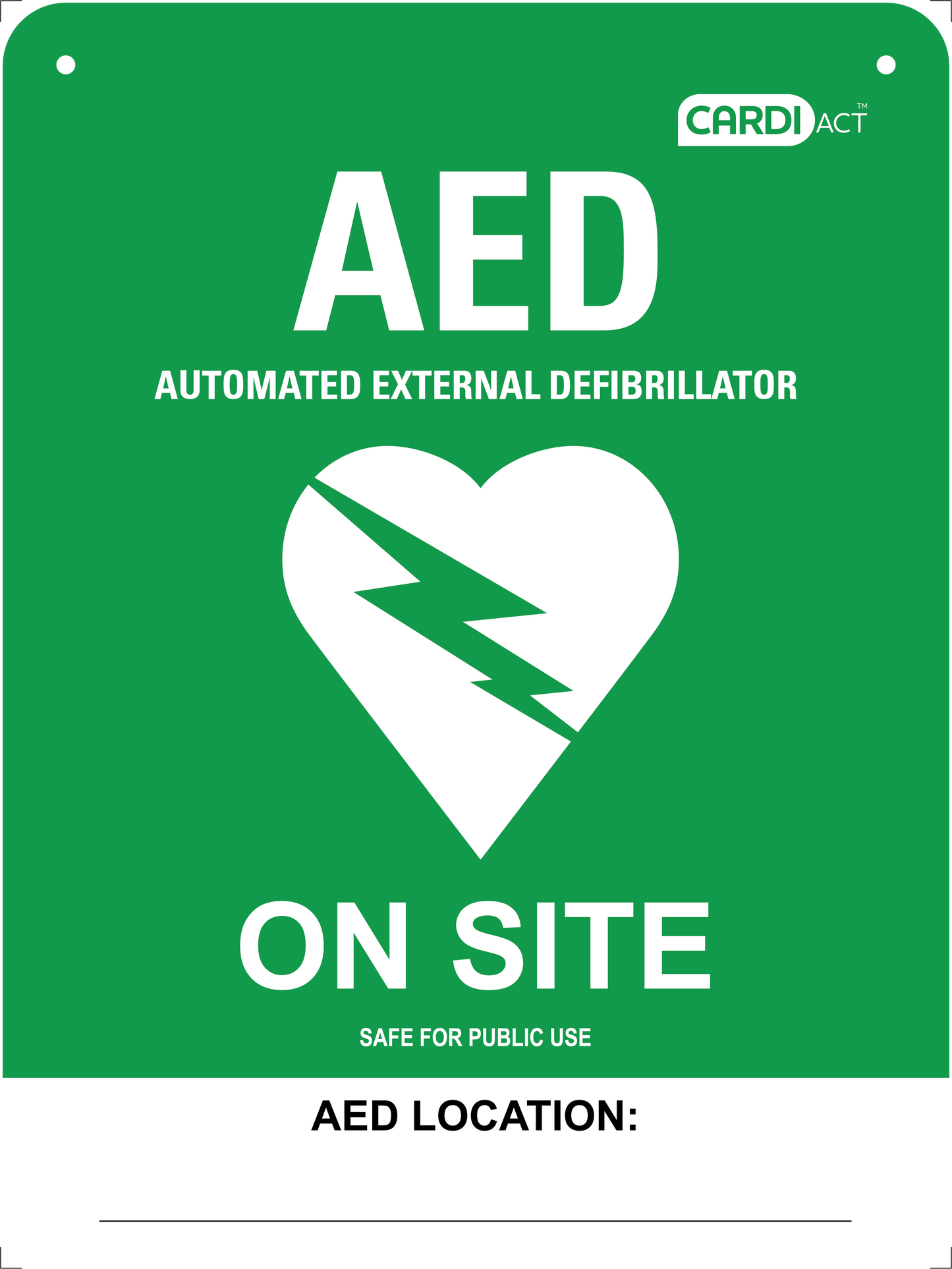 CARDIACT Poly AED On Site Sign 22.5 x 30cm