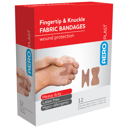 AEROPLAST Premium Fabric Fingertip & Knuckle Dressings - 6 x Boxes of 12