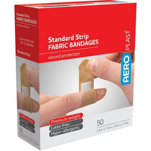 AEROPLAST Premium Fabric Standard Strip 7.2 x 1.9cm - 12 x Boxes of 50