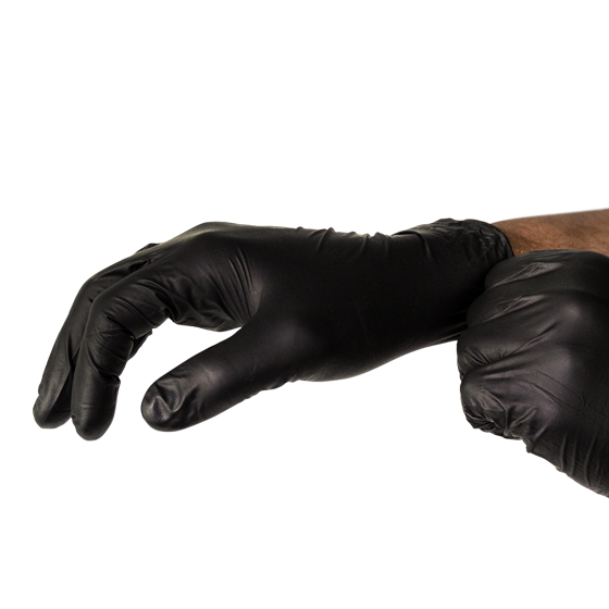 AEROGLOVE Large Black Nitrile Powder-Free Disposable Gloves - 10 x Pair of 2