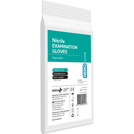 AEROGLOVE Large Nitrile Powder-Free Disposable Gloves Bag of 10