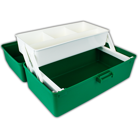 AEROCASE Green Plastic Tacklebox with 1 Tray 16 x 33 x 19cm